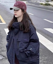 波拉韩国男孩女生小中大儿童青少年冬装连帽工装外套冲锋衣羽绒服