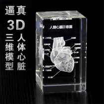 3d立体水晶内雕人体心脏解剖模型图定制送医生学生医学礼物品摆件