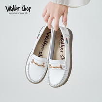 Walker Shop软底豆豆鞋2024年春季女鞋一脚蹬休闲乐福鞋百搭单鞋