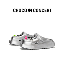 CHOCO CONCERT设计鞋履丨圆方不对称洞洞鞋女夏季厚底增高休闲鞋