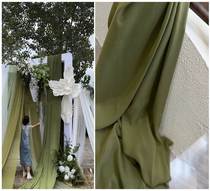 牛油果绿布料草绿橄榄绿婚庆户外布置场景纱幔布幔服装面料汉服