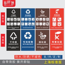 垃圾桶分类标识可回收不可回收其它有害厨余干湿干垃圾不干胶贴纸标示提示标识牌 上海垃圾分类标识箱标签贴