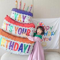 卡通生日蛋糕气球派对装饰场景布置宝宝周岁男女孩儿童拍照数字