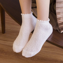 袜子女短袜薄款夏季jk软妹花边纯棉韩国可爱学生网眼透气运动白色