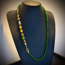 新中式法式原创设计复古祖母绿玛项链一款多戴可拆卸编织手链女