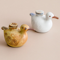 锅小姐日本进口酱油瓶手工日式陶瓷厨房调料品罐餐厅可爱小鸟油壶
